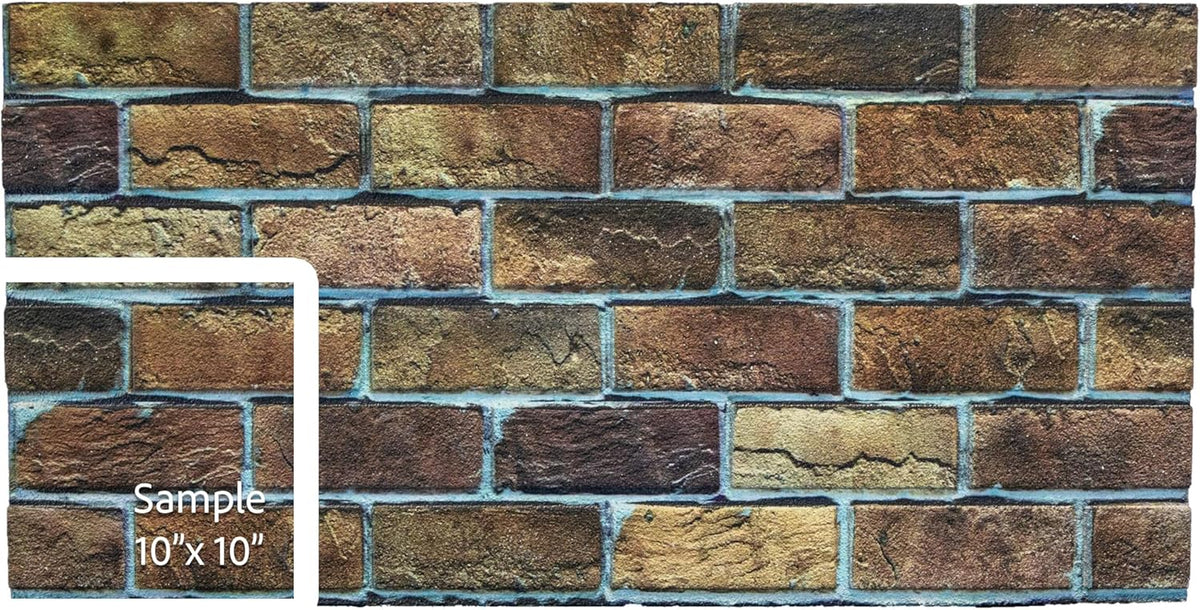 Dundee Deco 3D Wall Panels Faux Brick - Cladding, Brown Beige Stone Look Wall Paneling, Styrofoam Facing for Living Room, Kitchen, Bathroom, Balcony, Bedroom, Sample, Size 10 x 10 in. - HavenBliss Decor