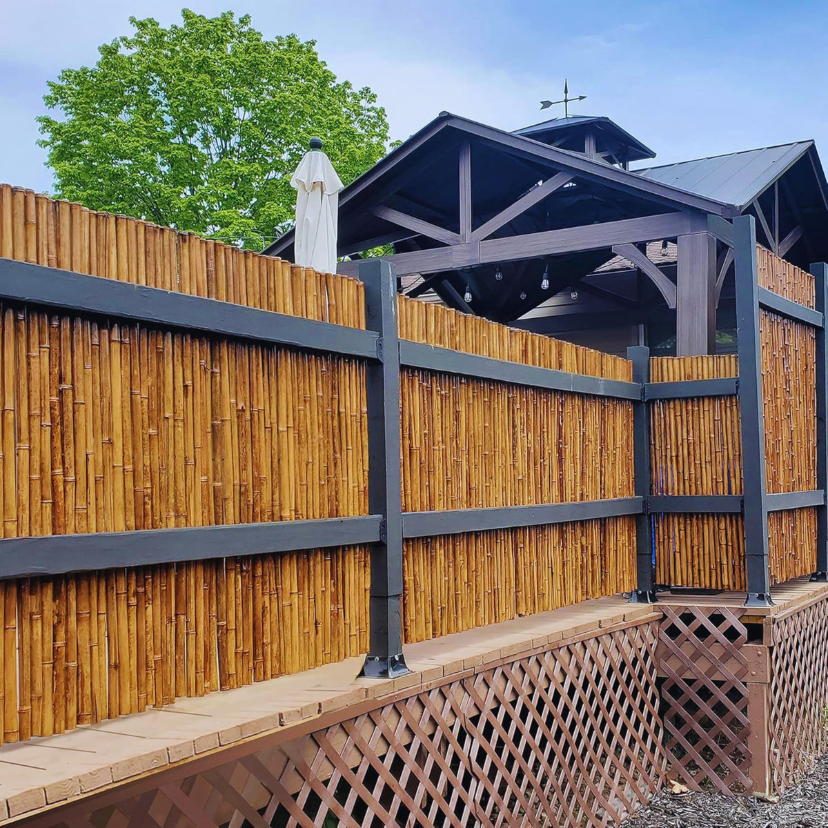 Caramel Brown Bamboo Fencing Decorative Rolled Fence Panel 3 ft H x 8 ft L (24 Sq Ft)