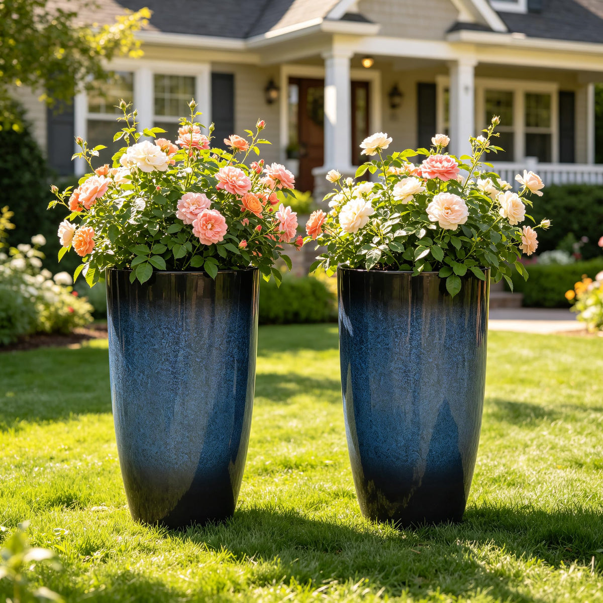 Autodaya 24" Large Tall Outdoor Planters Set of 2 (2 Count)