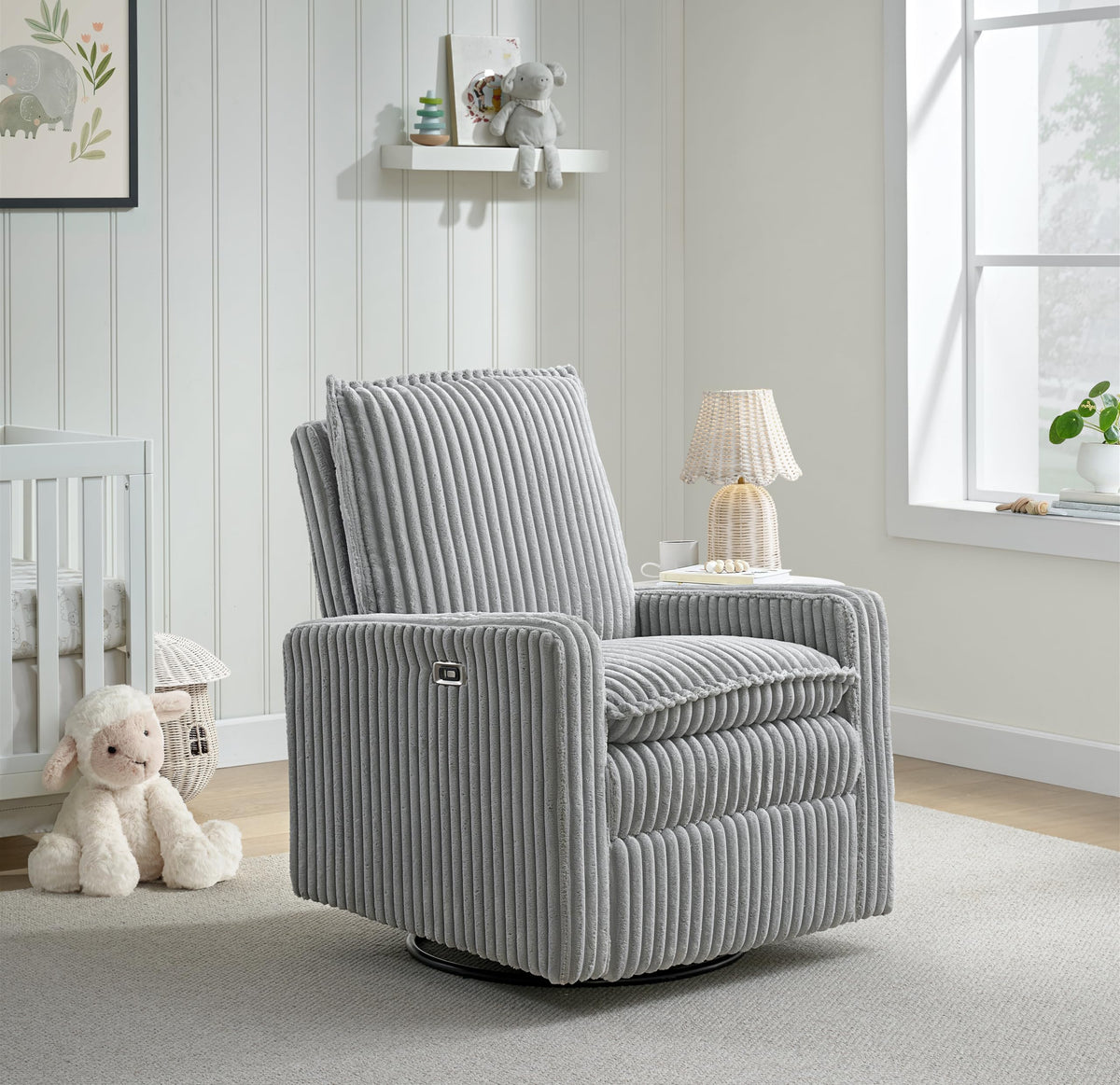 Uptown Power Glider Recliner Rocking Chair 270° Swivel for Nursery and Living Room