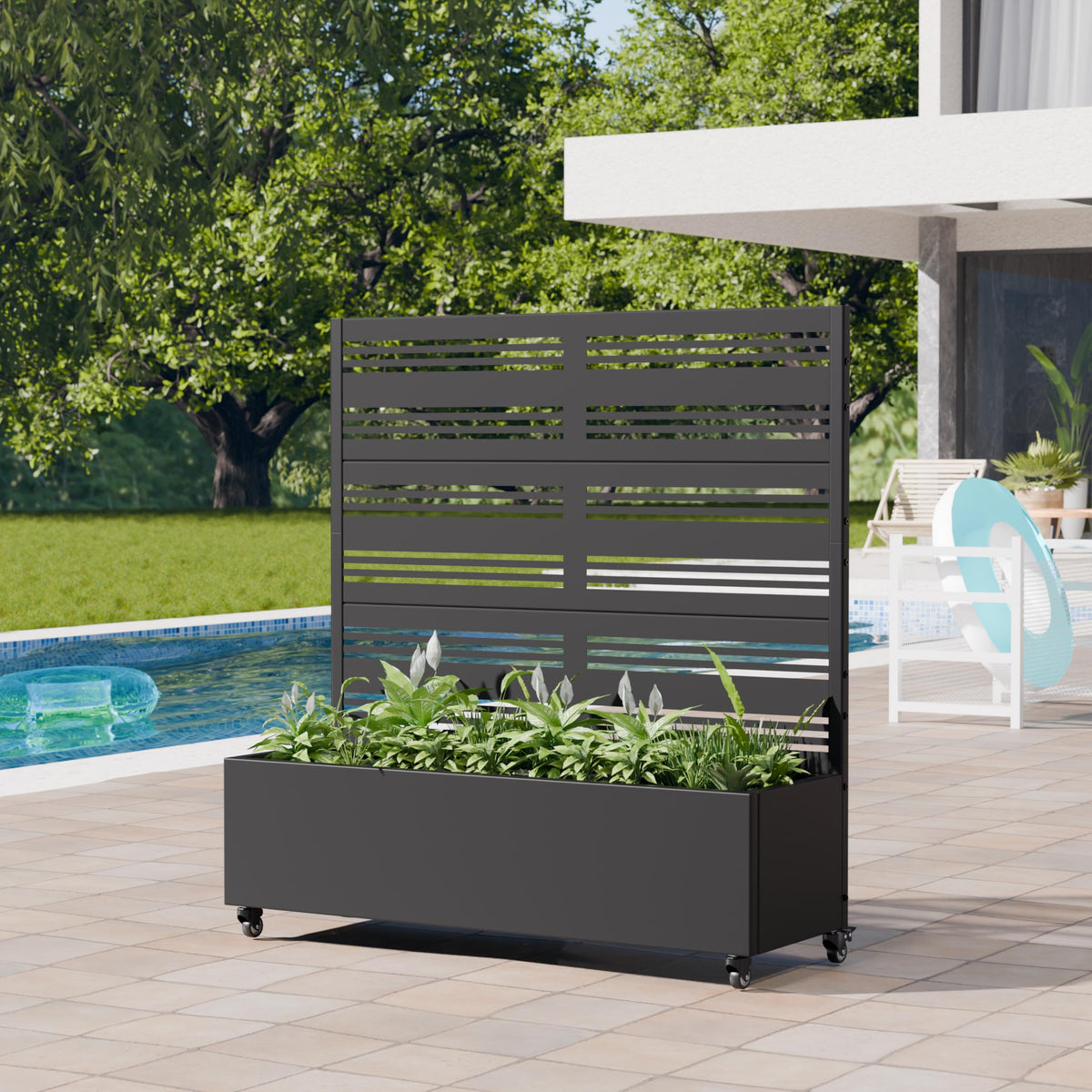 Metal Raised Garden Bed with Trellis and Wheels