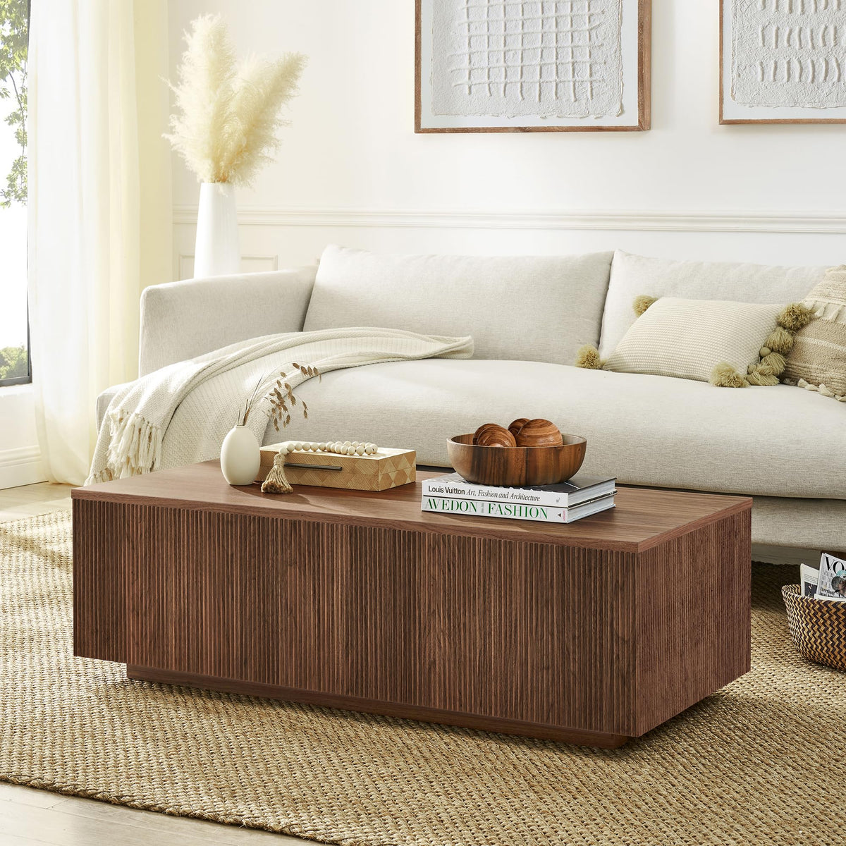 48" Modern Fluted Coffee Table