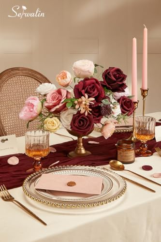 Burgundy Pink Artificial Flowers (Classic Pink Burgundy / 1 Box)