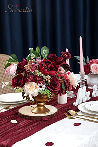 Burgundy Artificial Flowers Combo (Burgundy Champagne / 1 Box)