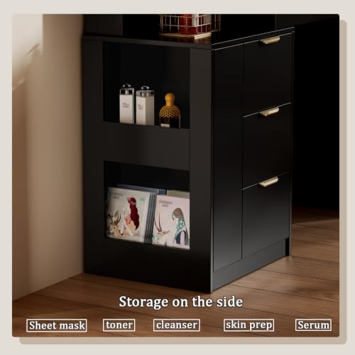 47.24" Big Modern Vanity Desk with Mirror and Lights (Dark)
