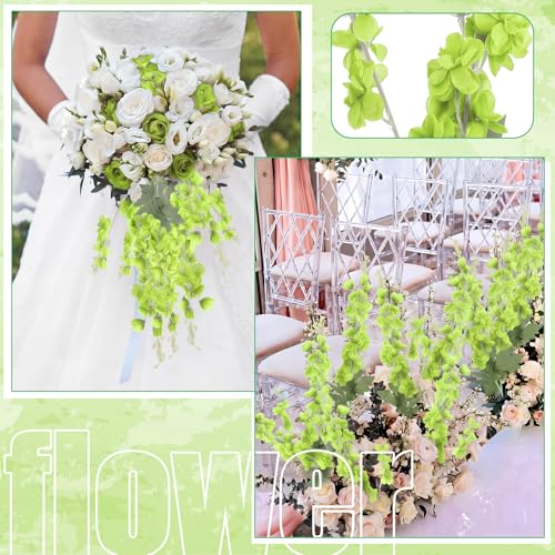 24 Pcs Green Delphinium Artificial Flower Bulk (34.25" / Green)