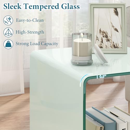Tempered Glass Side Table (White)