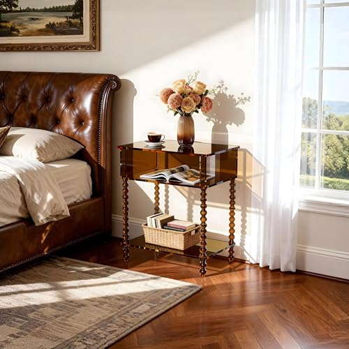 Acrylic Side Table (Dark Brown / Large)