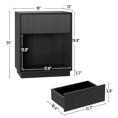 Fluted Nightstands Set of 2 (Black)