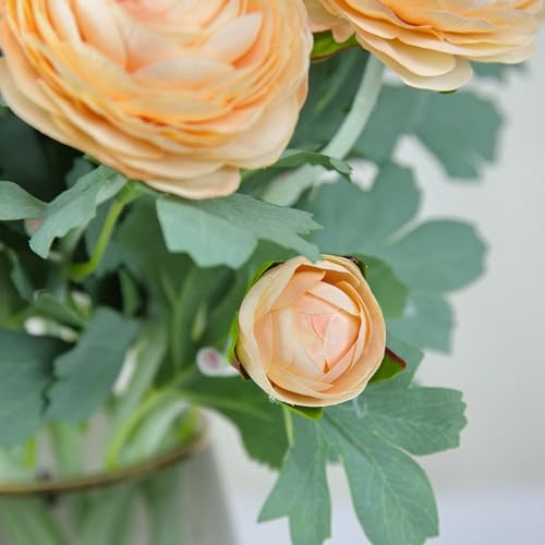 Artificial Ranunculus Flowers with Real Touch Stem (Champagne / 10)