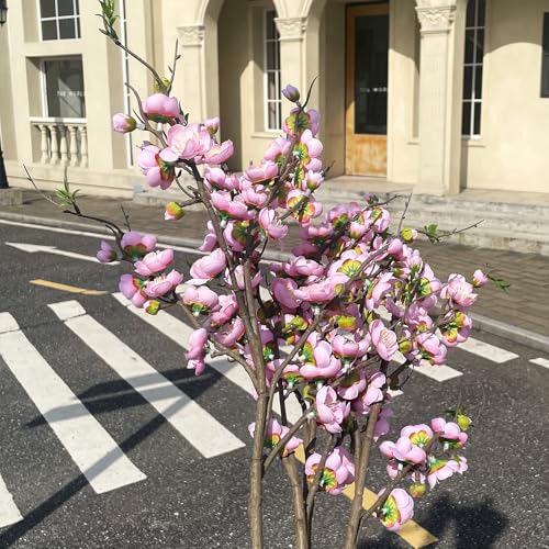 Pink Cherry Blossom Branches Artificial Plum Blossom Fake Flowers Artificial Flowers Silk Flowers 4PCS 35.4'' Long Stem Artificial Flowers for Tall Vase for Indoor Home Decoration (Pink)