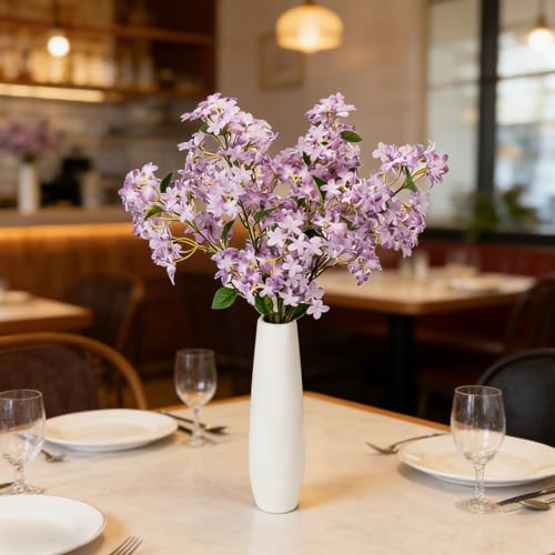 4PCS 35.4inch Lilac Artificial Flowers Light Purple Fake Delphinium Long Stem Silk Real Touch Flower Faux Lilac Floral Arrangement for Tall Vase Table Wedding Garden Home Decoration（Light Purple） (35.4inch Light Purple / 4 Pcs)