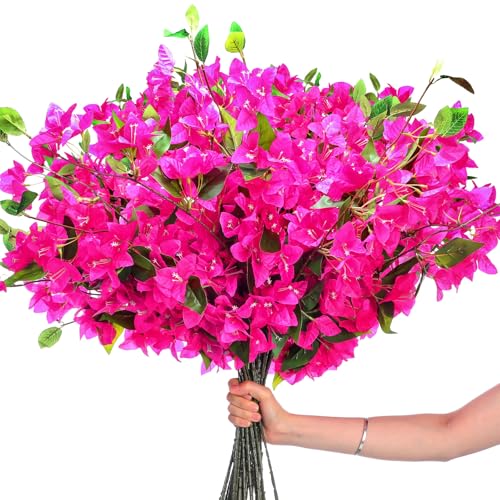30 Pcs Fake Bougainvillea Silk Flowers UV Resistant (Rose Purple)