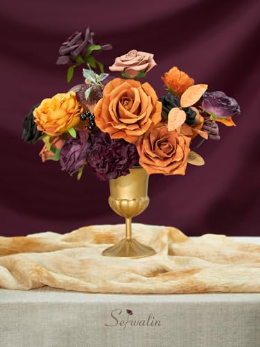 Orange Purple Artificial Fall Flowers Combo (A Athens Orange Purple / 1 Box)