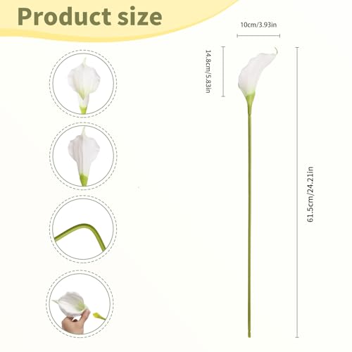 Calla Lily Artificial Flowers 22pcs 25" White Faux Calla Lillies (Green Heart White)