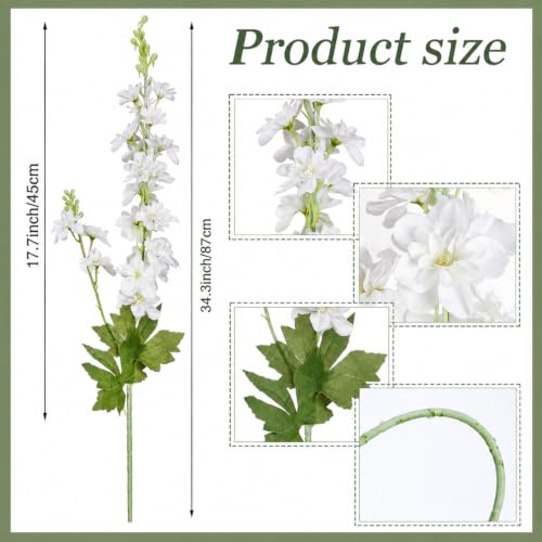 36 Pcs White Delphinium Artificial Flower Bulk (34.25" / White)
