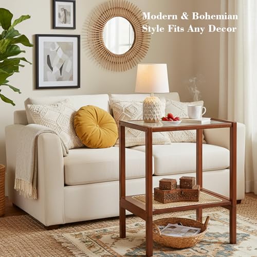 Brown Rattan Nightstand (2-tier Rattan-brown)