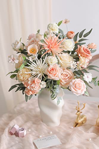 Artificial Flowers Combo Box Set Faux Flowers Bulk Flower Leaf with Stems Arrangements for DIY Wedding Bouquets Party Table Centerpieces Home Decorations Indoor Outdoor (Champagne)