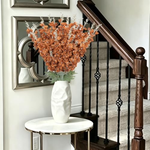 16Pcs Fall Delphinium Artificial Flowers 33.5" Fall Flower Stems for Vases (Brown)