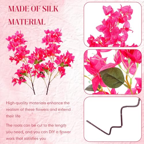30 Pack Artificial Bougainvillea Bulk Silk Flower (Rose Red)