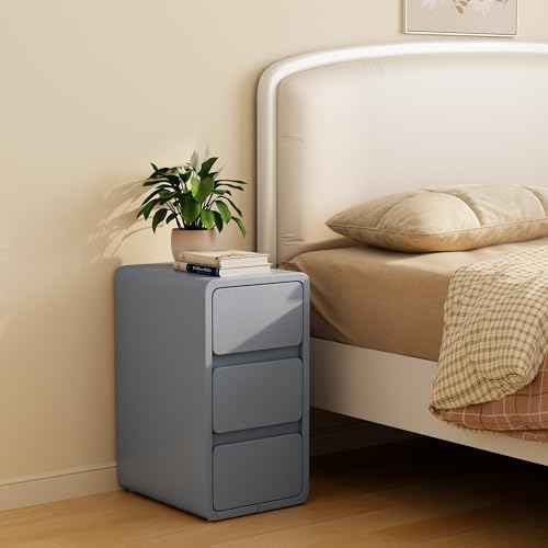 Narrow Bedside Table (11.8"W / Dark Gray (3 Drawers))