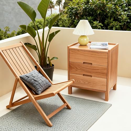 Nightstand Solid Wood Small End Table w (Natural)