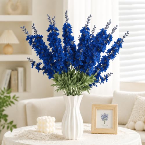 24 Pcs Royal Blue Delphinium Artificial Flower Bulk (34.25" / Royal Blue)