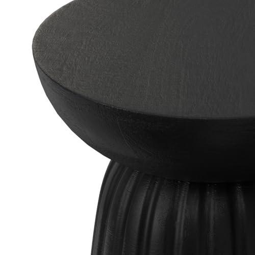Boyd 13" Wide Solid Wood Round End Table in Black (Black / 13 inch)