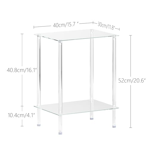 Tempered Glass Side Table (Transparent / 2 tier Normal)