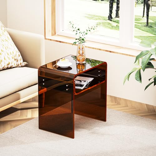 Clear Acrylic End Table 2 (Dark Brown)
