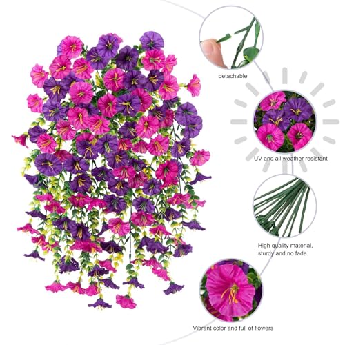 6 Pack Outdoor Faux Plants (Purple + Light Purple)