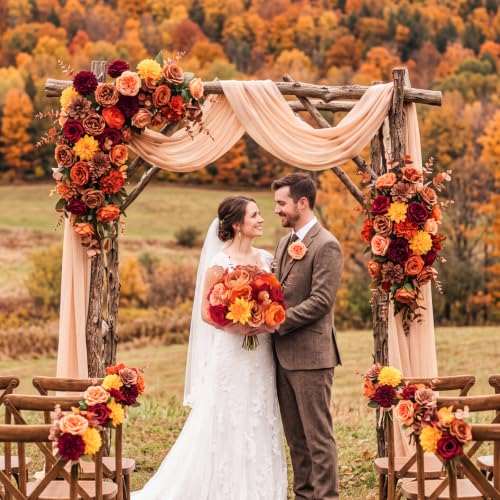 98pcs Artificial Flowers with Stems (Autumn Colors)