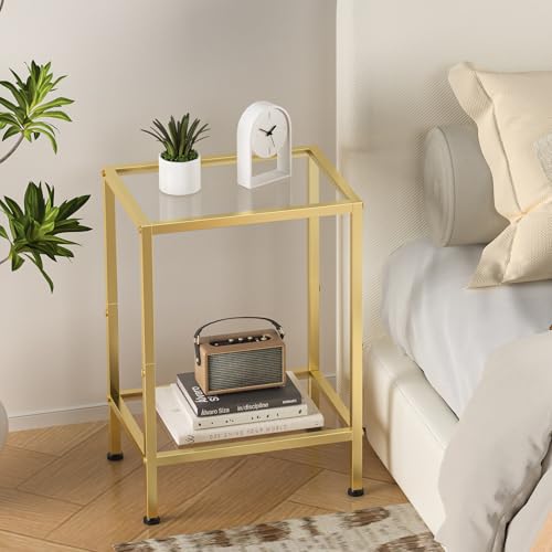 Glass Side Tables Set of 2 (Gold)