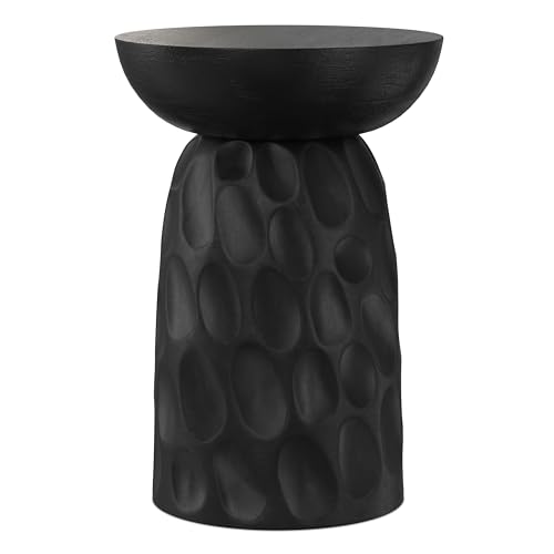Boyd 13" Wide Solid Wood Round End Table in Black (Black / 13 inch)