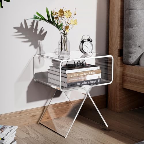 Acrylic Nightstand Bedside Side Table (Clear)