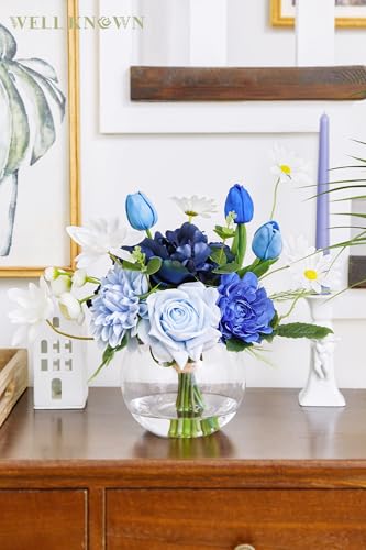 Artificial Flowers with Vase (Mixed Blue)