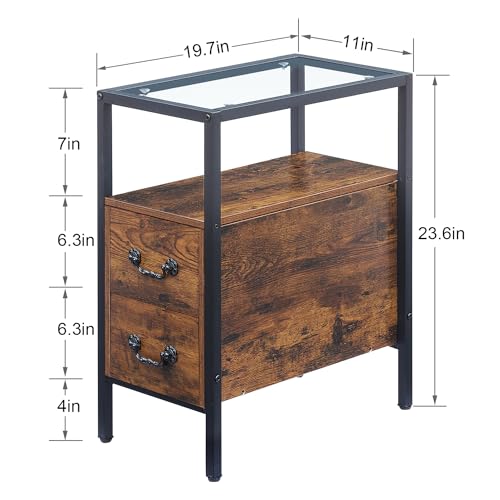 End Tables 24" Height Narrow Nightstands (Vintage Brown / Set of 2)