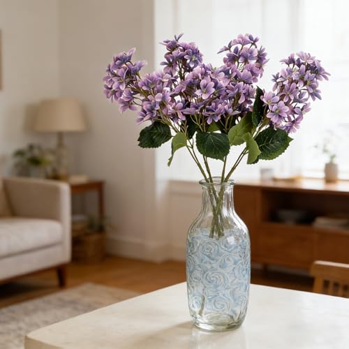 4PCS 29.2inch Lilac Artificial Flowers Purple Fake Delphinium Long Stem Silk Real Touch Flower Faux Lilac Floral Arrangement for Tall Vase Table Wedding Garden Home Decoration（Purple） (29.2inch Purple / 4 Pcs)