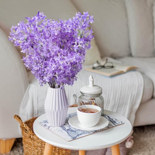 4PCS 38inch Lilac Artificial Flowers Purple Fake Delphinium Long Stem Silk Real Touch Flower Faux Lilac Floral Arrangement for Tall Vase Table Centerpieces Wedding Garden Home Decoration (38inch Purple / 4 Pcs)