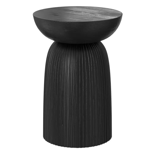 Boyd 13" Wide Solid Wood Round End Table in Black (Black / 13 inch)