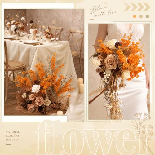 50 Pcs Orange Delphinium Artificial Flower Bulk (34.25" / Orange)