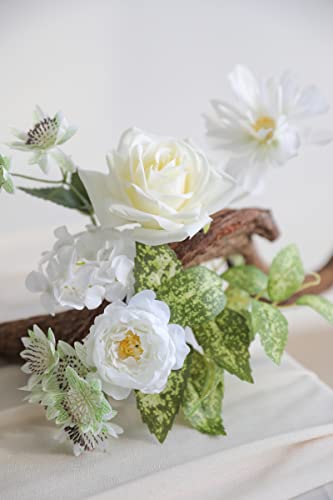 Artificial Flowers Combo Box Set Faux Flowers Bulk Flower Leaf with Stems Arrangements for DIY Wedding Bouquets Party Table Centerpieces Home Decorations Indoor Outdoor (White)