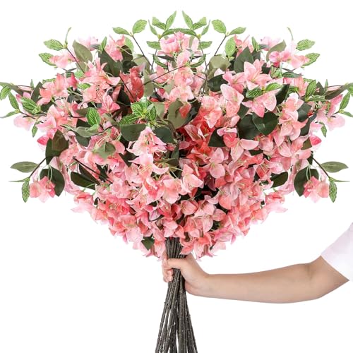 30 Pcs Fake Bougainvillea Bulk Silk Flower UV Resistant (Peach Pink)