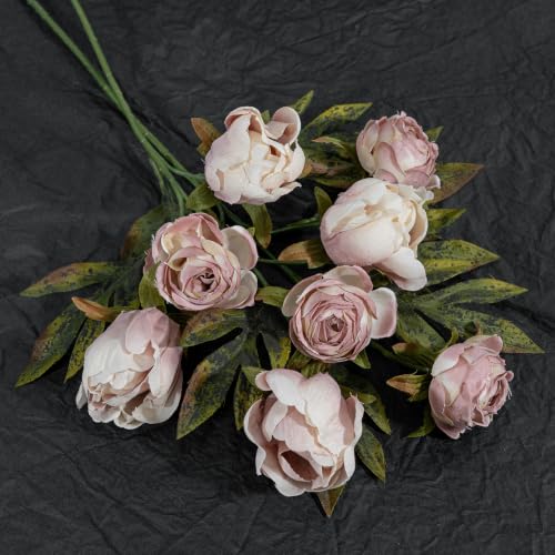 8 PCS 18" Faux Peonies Artificial Flowers Silk Flowers for Vase (Dusty Pink / 8P)