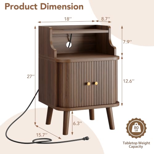 Mid Century Modern Nightstand (Walnut / 1 PACK)