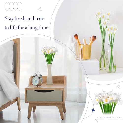 100 Pcs Fake White Calla Lily Flower for Wedding 13.4" Real Lifelike Artificial Calla Lily Bouquet Faux Flower for Home Kitchen Bride Shower Party Decorations