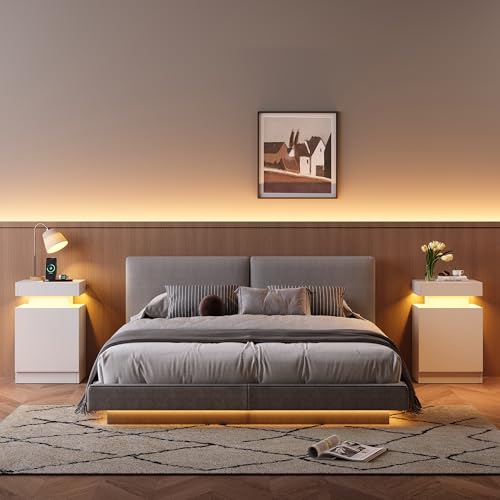 LED Nightstands Set of 2 (White / 15 inch-2P)