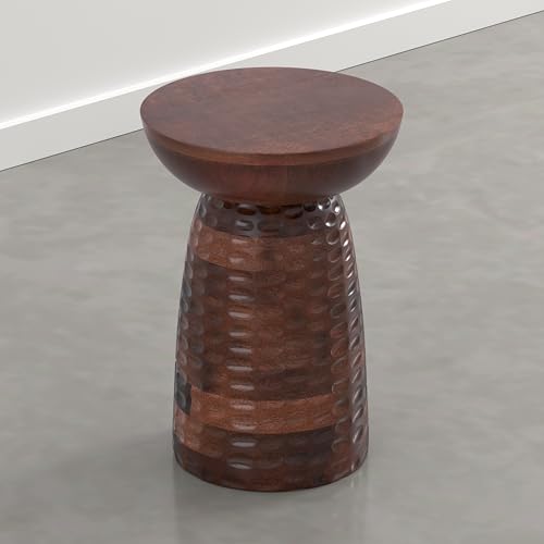 Boyd 13" Wide Mango Wood Round Table in Warm Auburn Brown (Warm Auburn Brown / 13 inch)