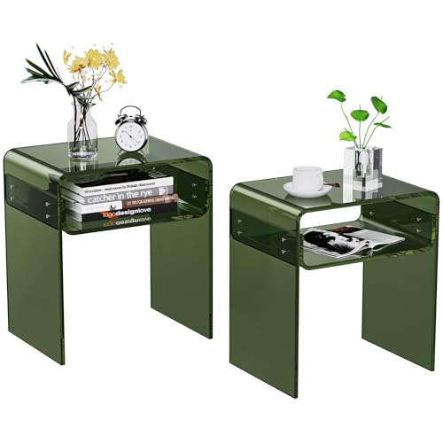 Clear Acrylic End Table 2 (Green Double)