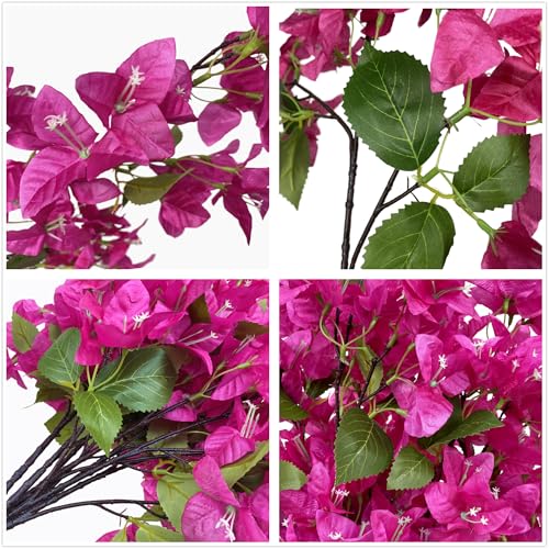 Pack of 16 Artificial Bougainvillea Flower Stems Silk Bougainvillea Long Branches Full Blossoms for Home Wedding Table Centerpiece Shower Event Backdrop Indoor Outdoor Decorations (Violet)